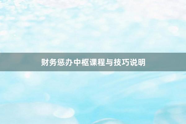 财务惩办中枢课程与技巧说明
